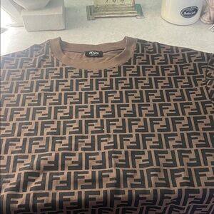 Fendi Brown and Dark Brown FF Logo Crewneck Sweater